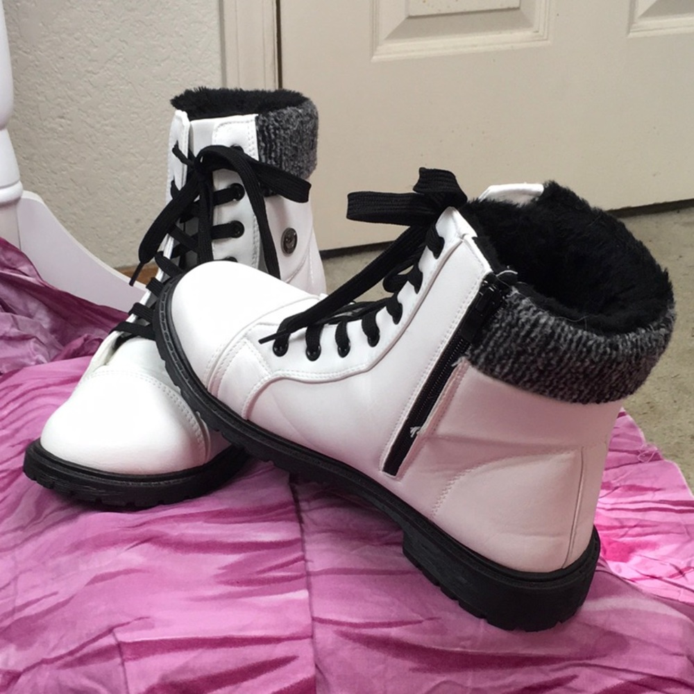 White combat boots